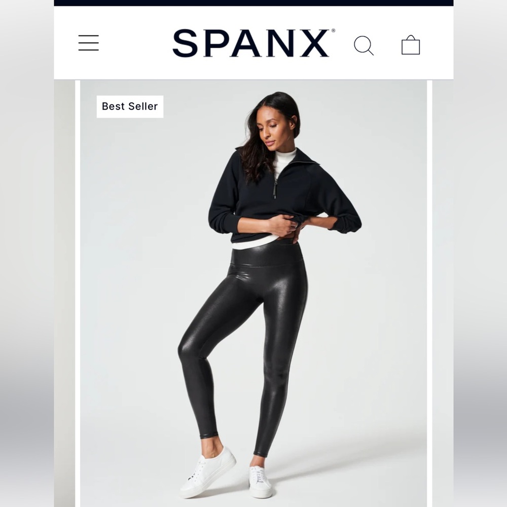 Spanx faux leather leggings size small petite - Picture 2 of 6